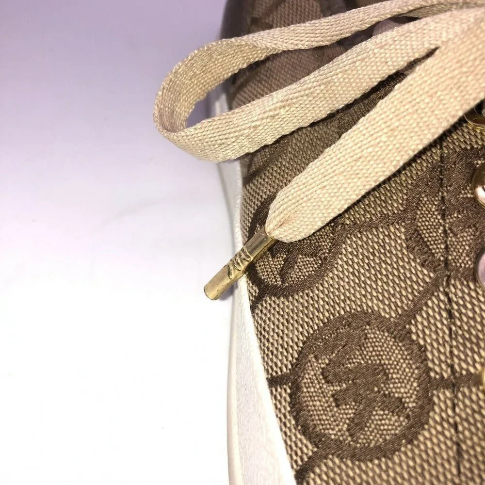 Michael Kors Womens Sz 6 M Lace Up Logo Signature Fashion Shoes Low Top Sneakers